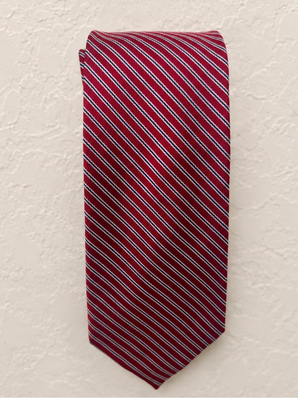 Brooks Brothers Makers Patriotic Red White Blue  Striped Pure Silk Tie